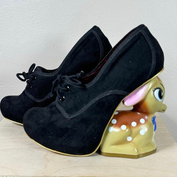 RARE Irregular Choice Bambi Disney Collectors Vintage Black Heels US 7 EU 38 - Picture 1 of 10